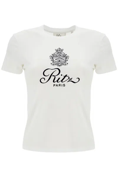Frame White T-shirt With Ritz Paris Logo On The Front In Cotton Woman