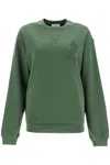 Frame 'privacy Please' Green Crewneck T-shirt With Tonal Logo Embroidery On The Front In Cotton Blend Woma In Green