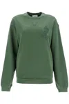 Frame 'privacy Please' Green Crewneck T-shirt With Tonal Logo Embroidery On The Front In Cotton Blend Woma In Green