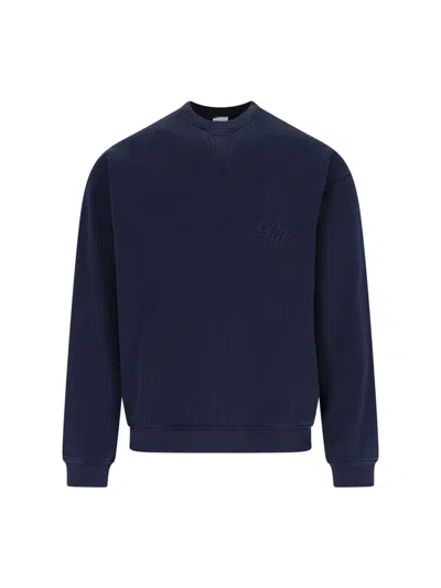 Frame Embroidered Logo Sweatshirt In Blue