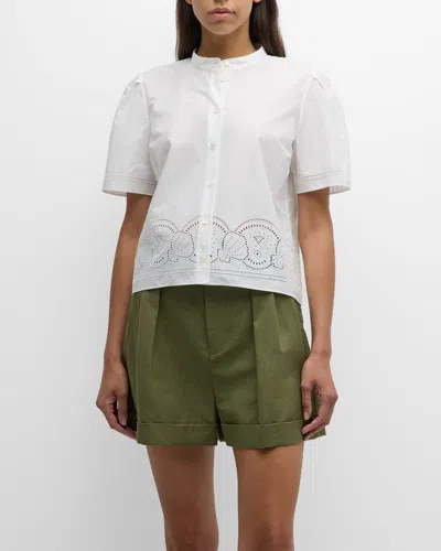 Frame Embroidered Short-sleeve Shirt In White