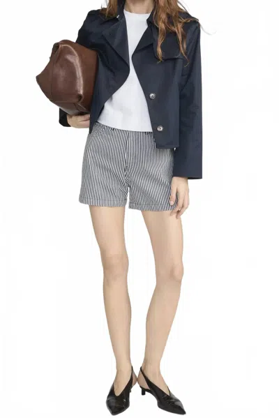 Frame Everday High Rise Short In Navy Stripe In Blue