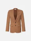 Frame Wool-blend Twill Blazer In Brown
