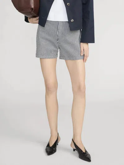 Frame Everyday High Rise Shorts In Navy Stripe In Multi