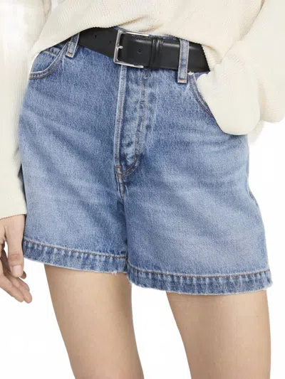 Frame Everyday High Rise Tailored Shorts In Tempo In Blue