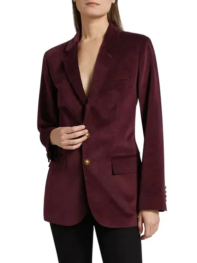 Frame Everyday Velvet Blazer In Burgundy In Multi