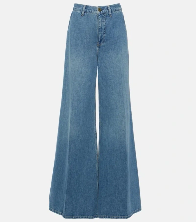Frame Extra Wide Leg High-rise Jeans In Blau