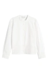 Frame Eyelet Accent Cotton Button-up Shirt In White