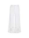 Frame The Eyelet Flare Embroidered Flared-leg Jeans In White