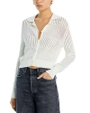 Frame Eyelet Crochet Cardigan In Off White