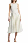 Frame Pleated Broderie Anglaise Cotton Midi Dress In White