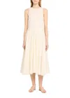 Frame Pleated Broderie Anglaise Cotton Midi Dress In White