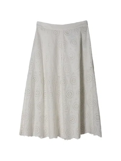 Frame Eyelet Mid Skirt In Gray