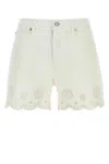 Frame Eyelet Mini Denim Shorts In White