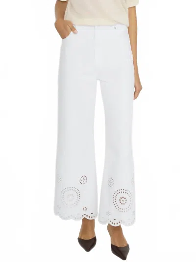 Frame Eyelet Wide Flare Jeans In White