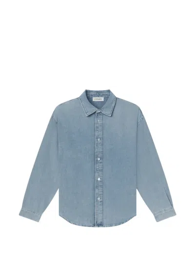 Frame Faded-effect Long-sleeve Denin Shirt In Blue