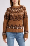 Frame Fair Isle Alpaca Blend Sweater In Camel Multi