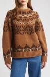 Frame Fair Isle Alpaca Blend Sweater In Camel Multi