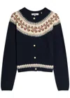 Frame The Cashmere Fair Isle Cardi Navy In Black