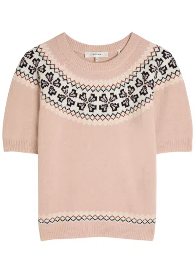 Frame Fair Isle Cashmere Top In Pink