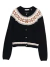 Frame The Cashmere Fair Isle Cardi Navy In Blue