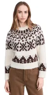 Frame Fair Isle Crewneck Sweater In Nude