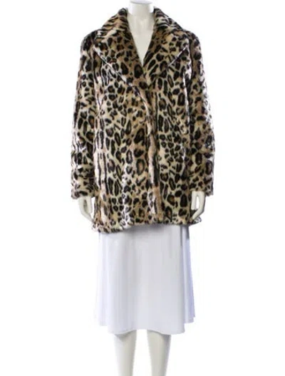 Pre-owned Frame Faux Fur Animal Print Fur Jacket In Neutral