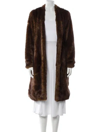 Pre-owned Frame Faux Fur Faux Fur Coat In Brown