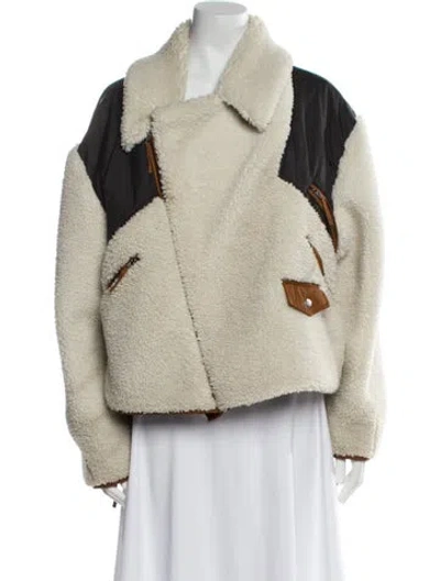 Pre-owned Frame Faux Fur Faux Fur Jacket In Neutral