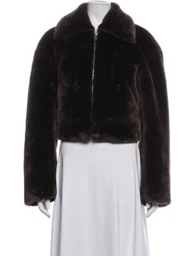 Pre-owned Frame Faux Fur Jacket In Black