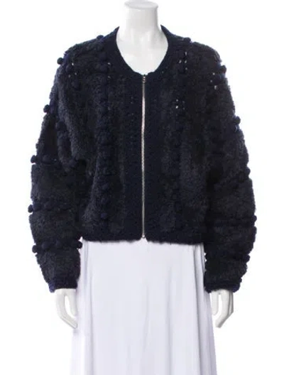 Pre-owned Frame Faux Fur Jacket In Blue