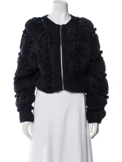 Pre-owned Frame Faux Fur Jacket In Blue