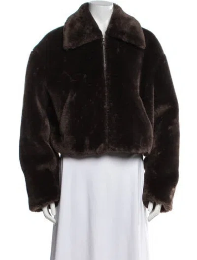 Pre-owned Frame Faux Fur Jacket In Brown