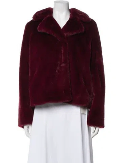 Pre-owned Frame Faux Fur Jacket In Burgundy