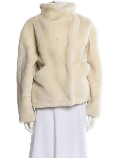 Pre-owned Frame Faux Fur Jacket In Neutral
