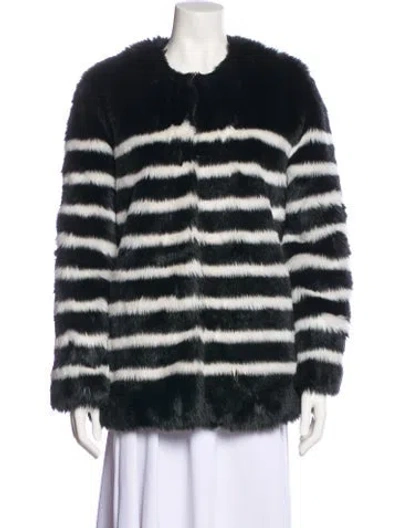 Pre-owned Frame Faux Fur Striped Faux Fur Coat In Black