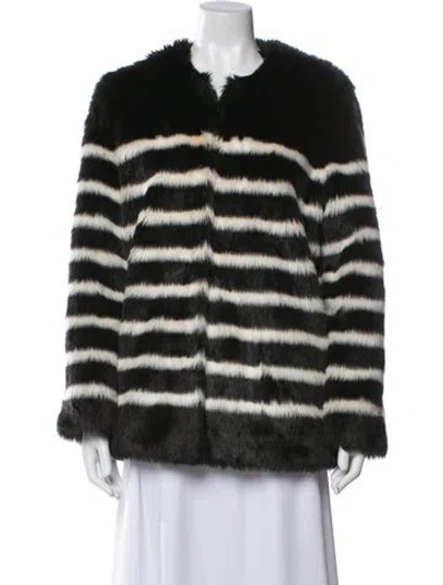 Pre-owned Frame Faux Fur Striped Fur Jacket In Black