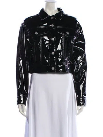 Pre-owned Frame Faux Leather Biker Jacket In Black