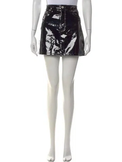 Pre-owned Frame Faux Leather Mini Skirt In Black