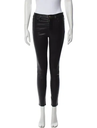 Pre-owned Frame Faux Leather Skinny Leg Pants In Black