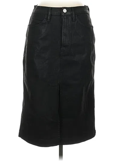 Pre-owned Frame Faux Leather Skirt In Black