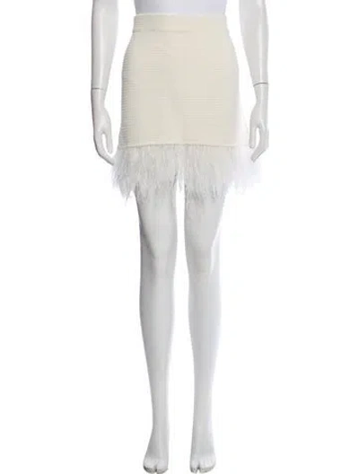 Pre-owned Frame Feather Trim Mini Skirt In Neutral