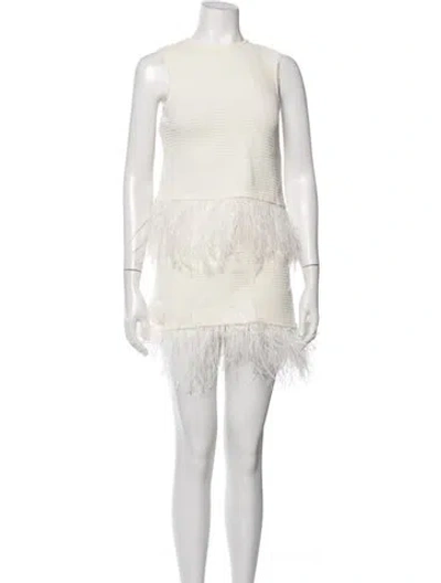 Pre-owned Frame Feather Trim Skirt Set W/ Tags In Neutrals