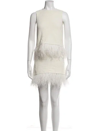 Pre-owned Frame Feather Trim Skirt Set In White
