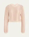 Frame Femme Cable Mix Crewneck Sweater In Blush Multi