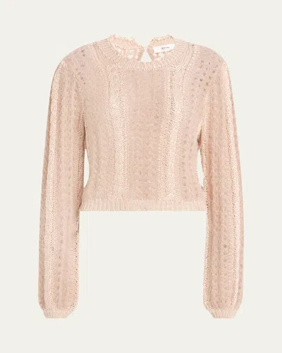 Frame Femme Cable Mix Crewneck Sweater In Blush Multi