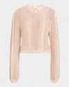 Frame Femme Cable Mix Crewneck Sweater In Blush Multi