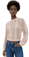 Frame Femme Cable Mix Crewneck Sweater In Blush Multi
