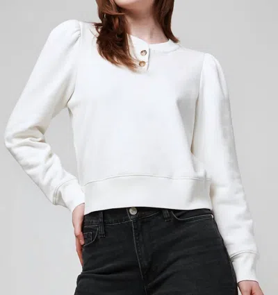Frame Femme Henley Sweatshirt In White