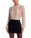 Frame Femme Cable Mix Crewneck Sweater In Blush Multi